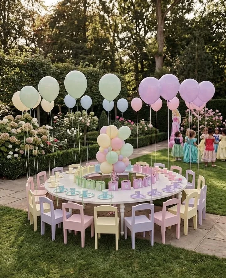 Circular Pastel Seating Arrangements princess birthday party