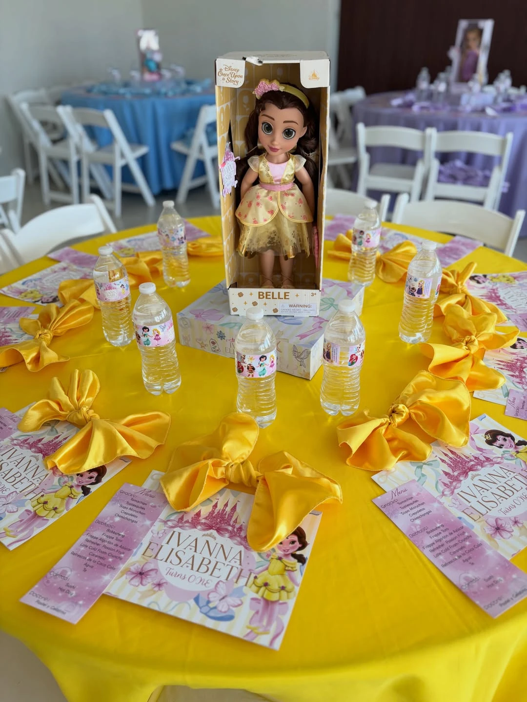 Vibrant Monochromatic Tablescapes princess birthday party