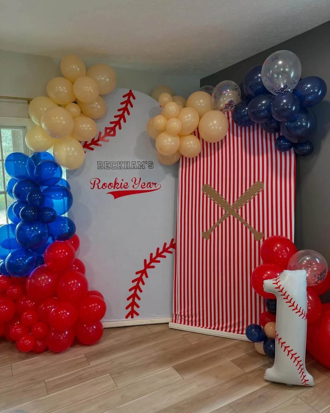 Classic Stadium Backdrops rookie of the year first birthday ideas