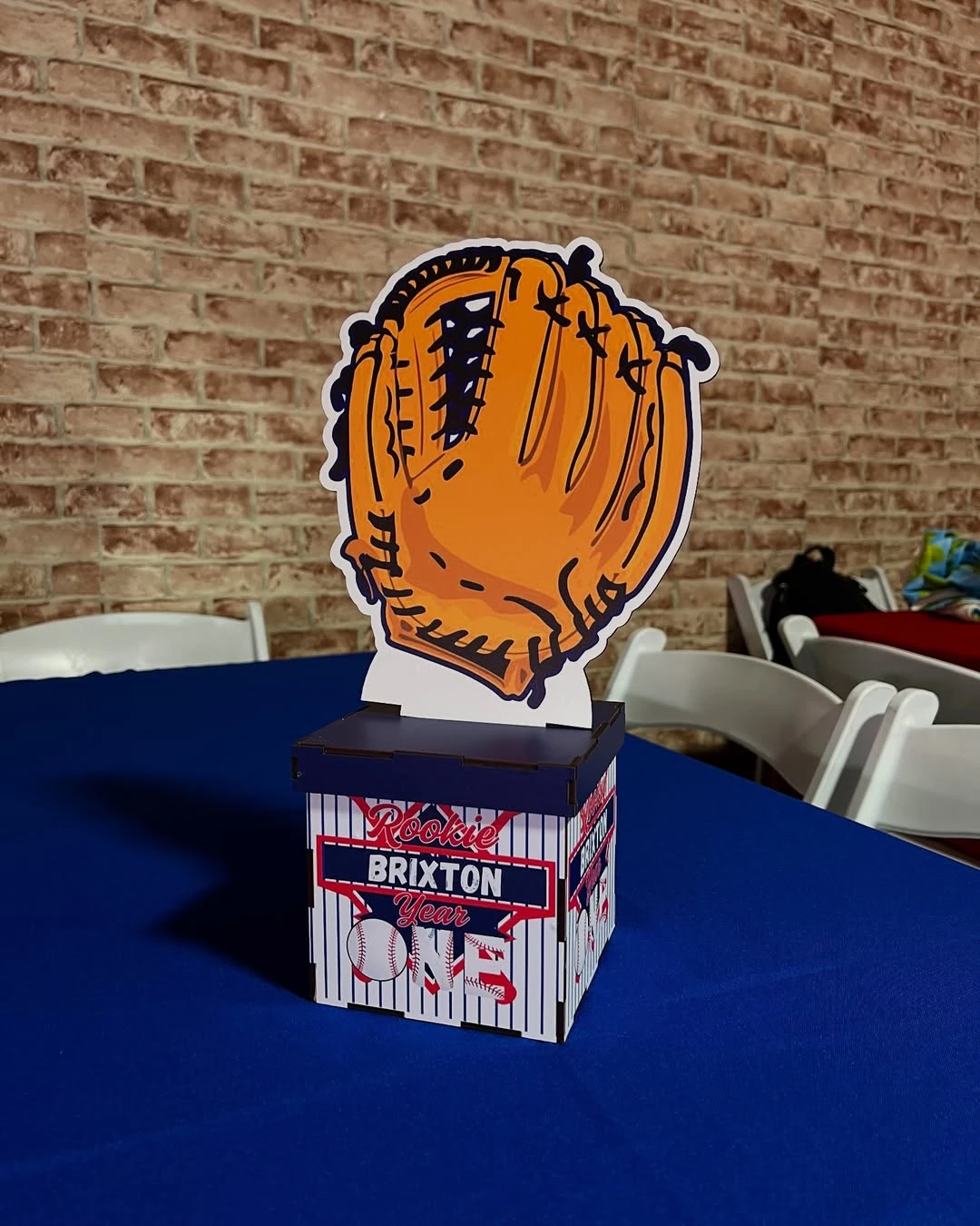 Pinstriped Table Centerpieces rookie of the year first birthday ideas