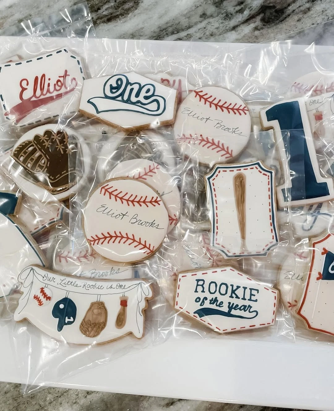 Themed Iced Sugar Cookies rookie of the year first birthday ideas