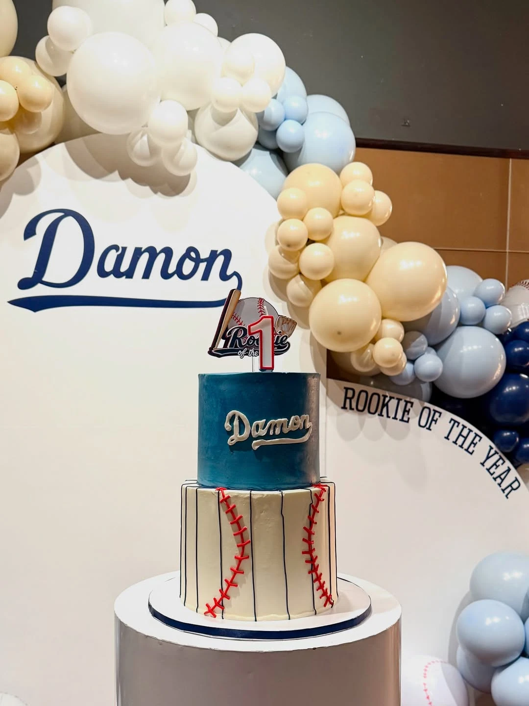 Tiered Jersey and Ball Cake rookie of the year first birthday ideas