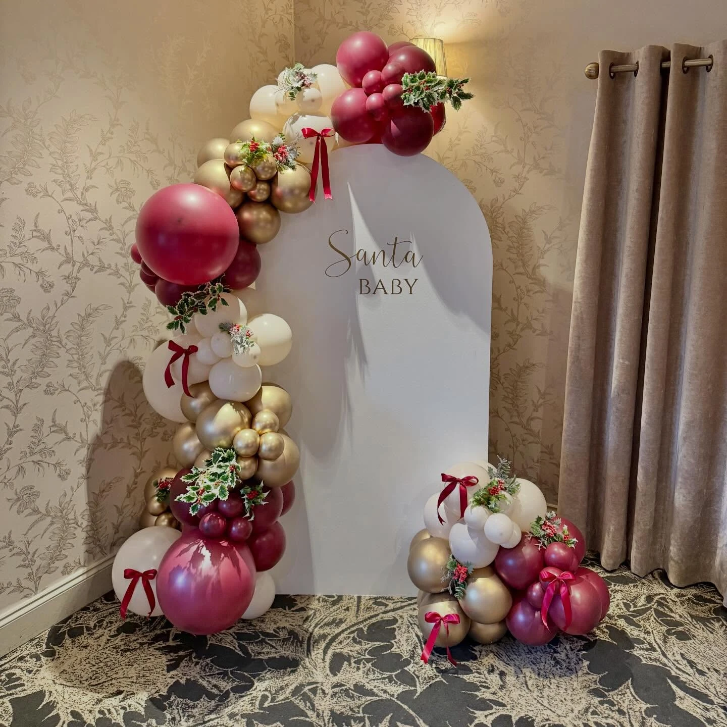 Statement Arch Backdrops santa baby shower ideas