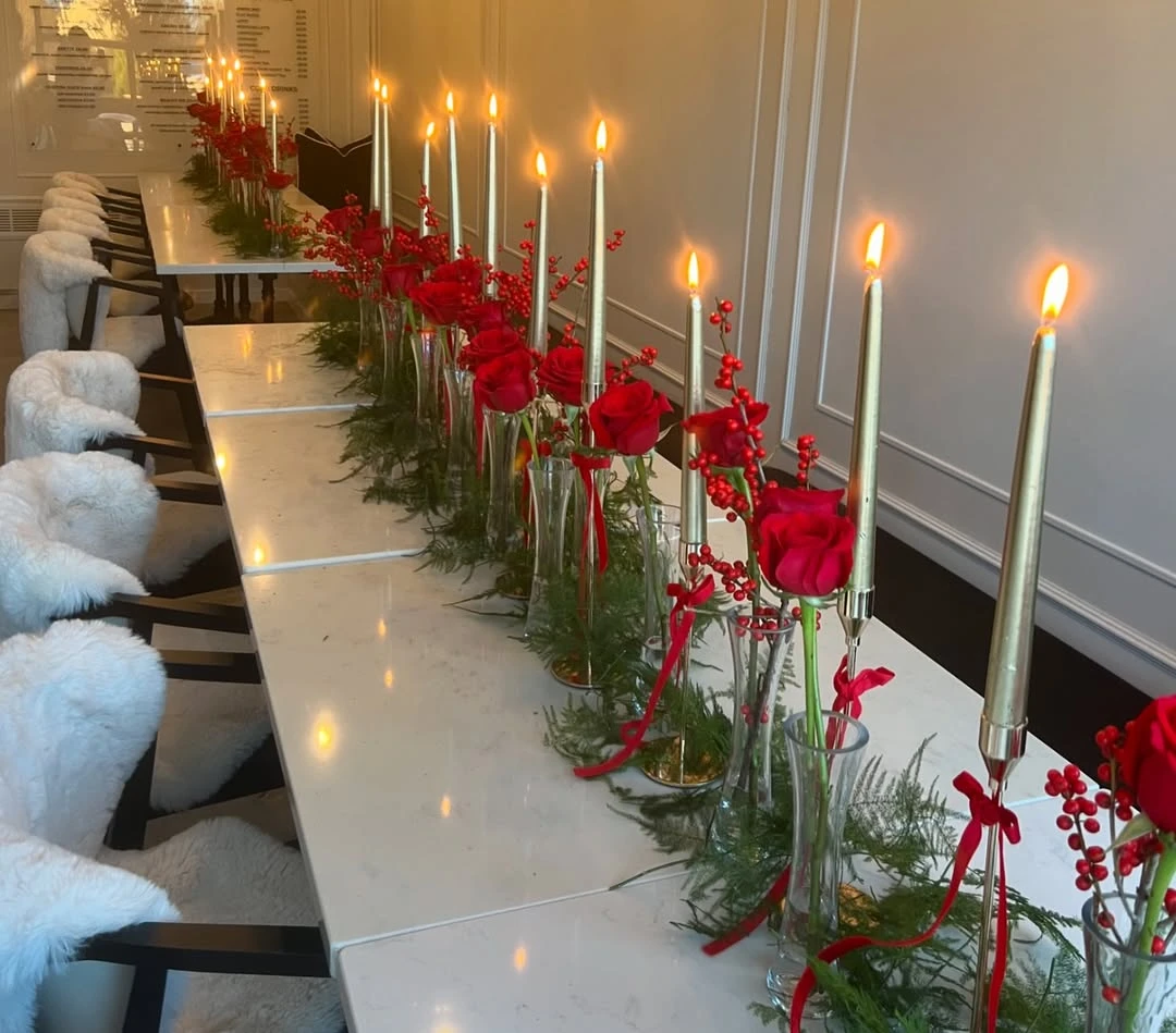 Elegant Taper and Velvet Accents santa baby shower ideas