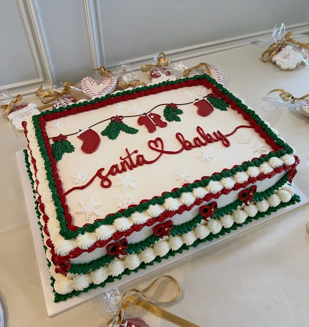 Festive Sheet Cake Designs santa baby shower ideas