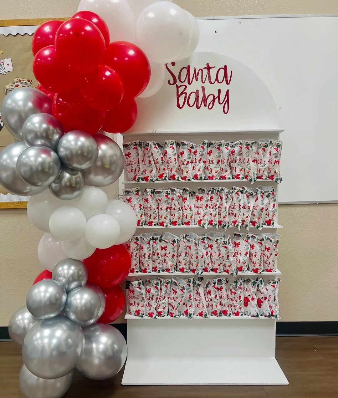 Tiered Favor Wall santa baby shower ideas