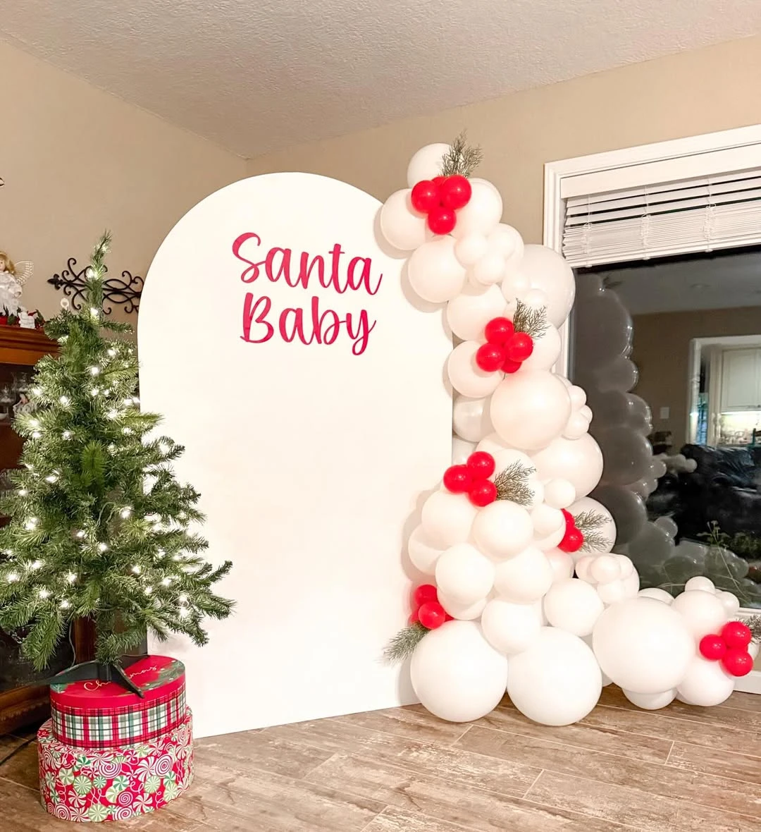 Modern Arched Photo Walls santa baby shower ideas