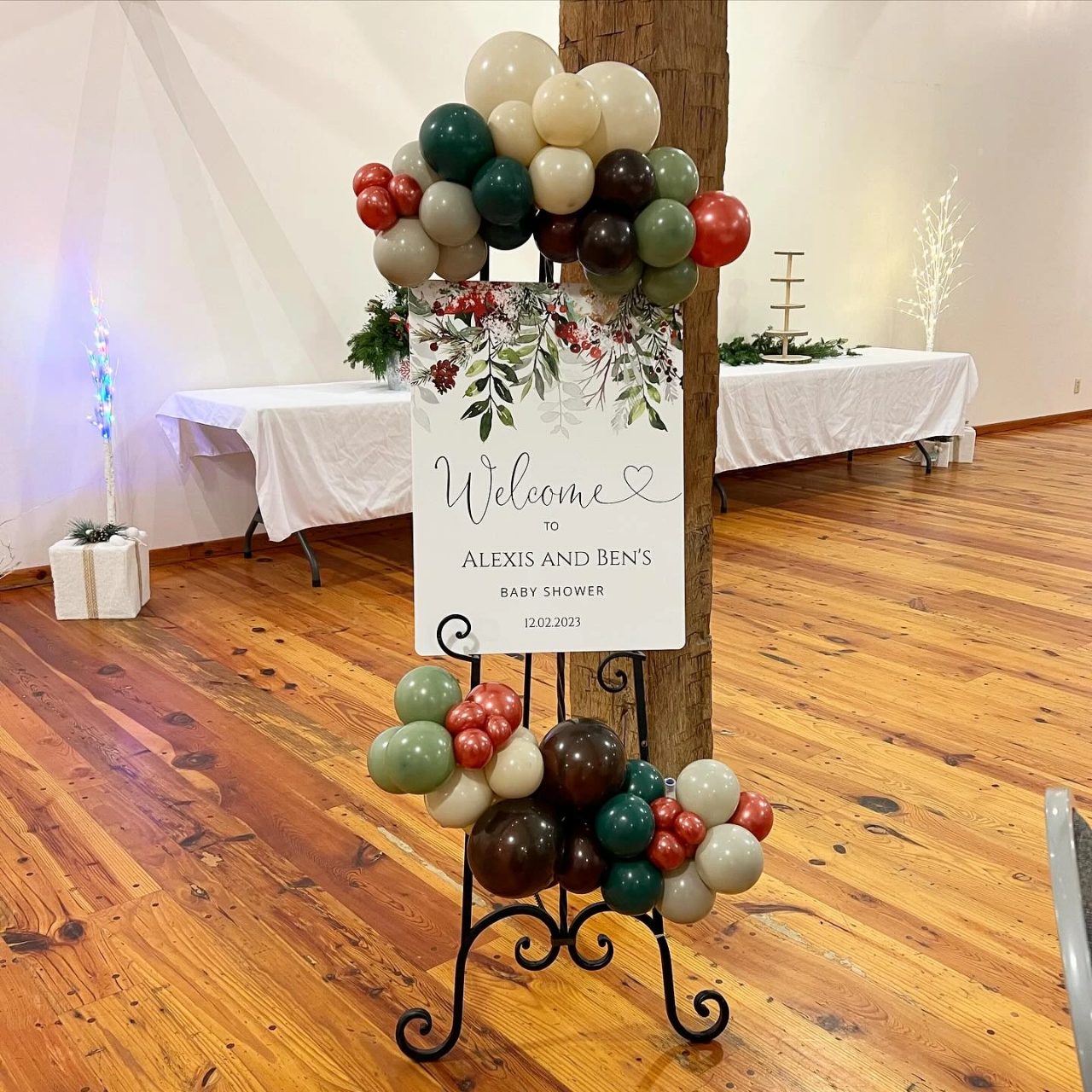 Textured Greenery Backdrop Walls santa baby shower ideas