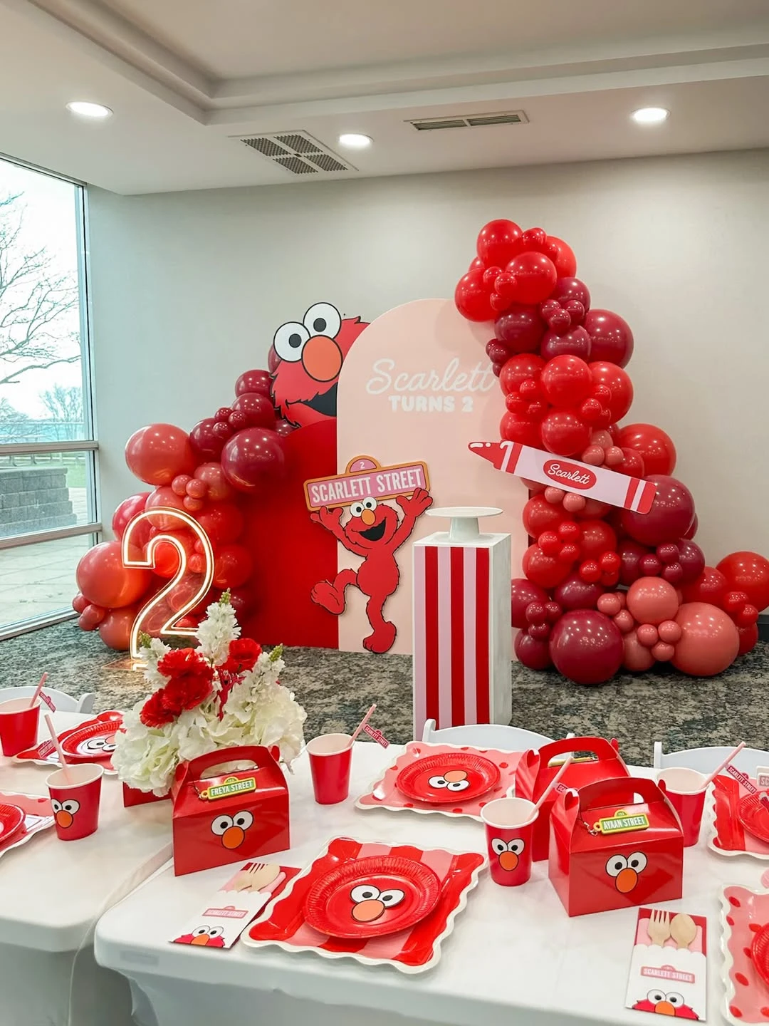 Layered Character Backdrop sesame street birthday party ideas