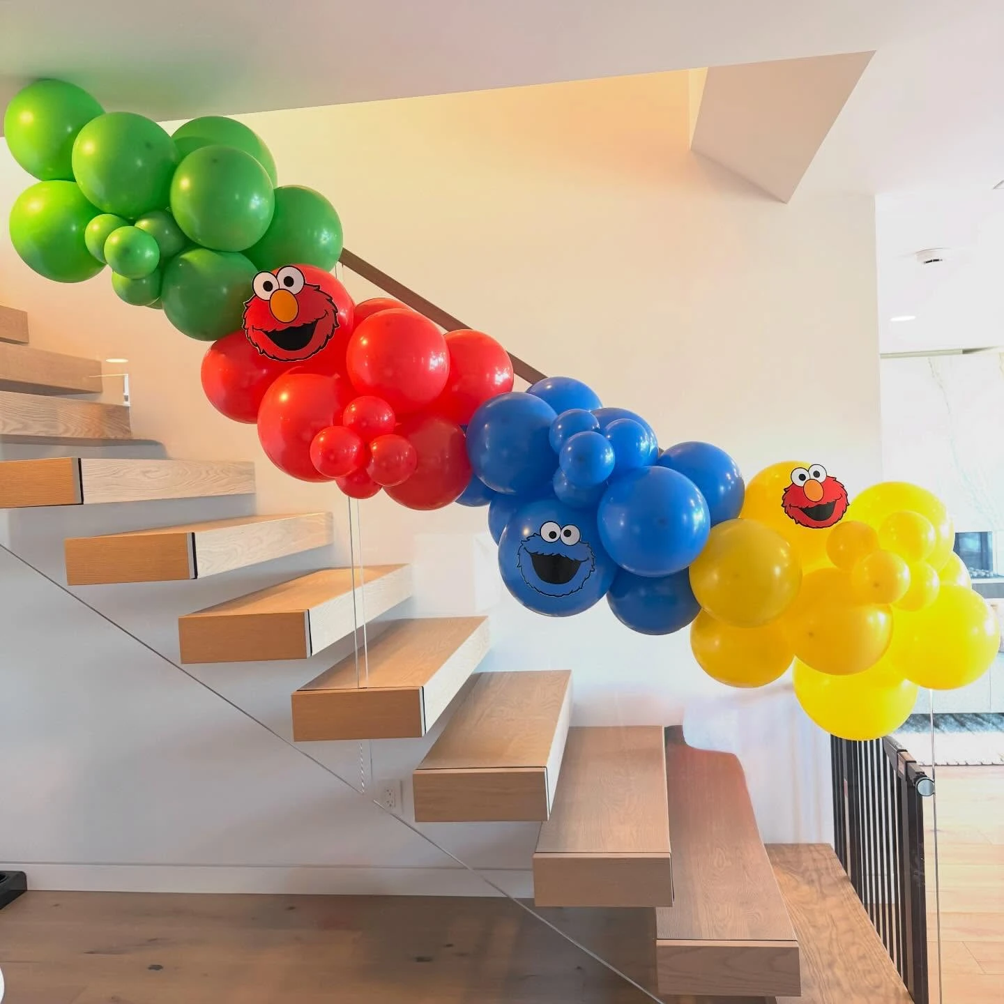 Rainbow Staircase Garland sesame street birthday party ideas