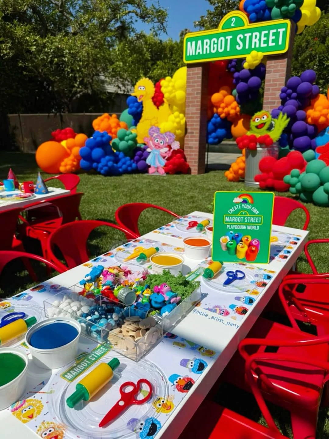 Custom Street Sign Backdrop sesame street birthday party ideas