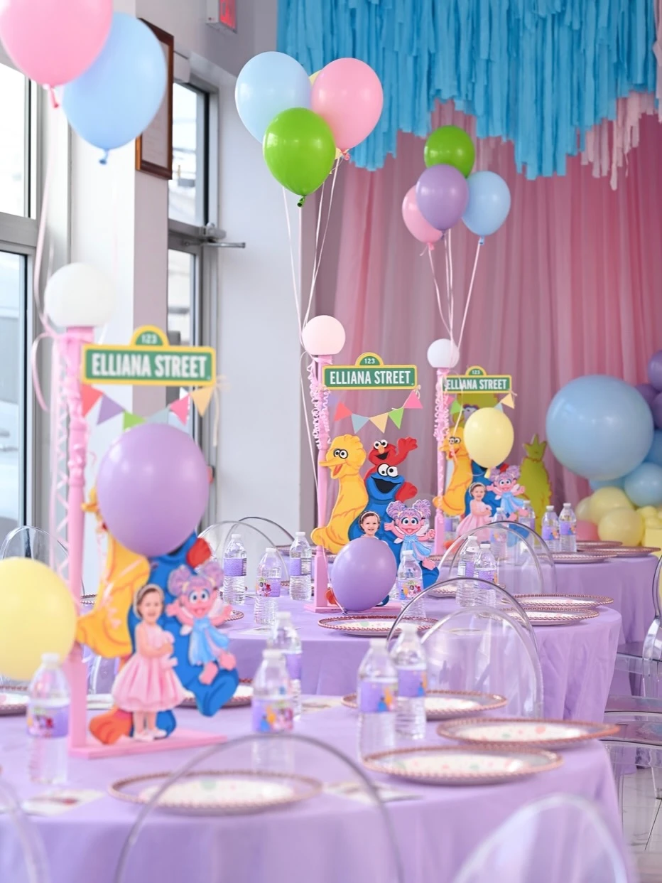 Personalized Street Sign Centerpieces sesame street birthday party ideas