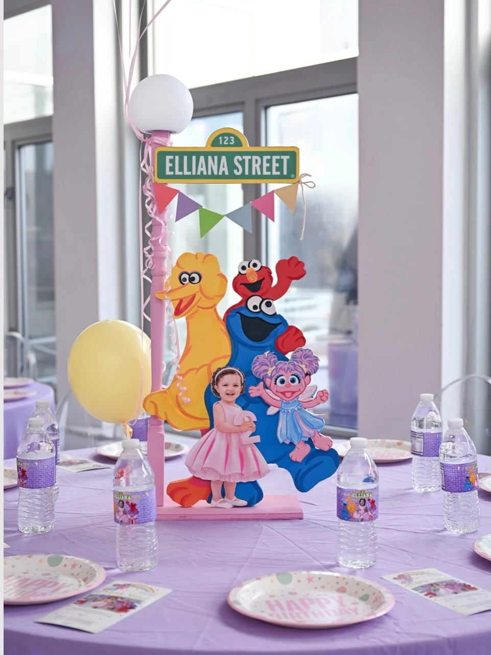 Personalized Street Sign Centerpieces sesame street birthday party ideas