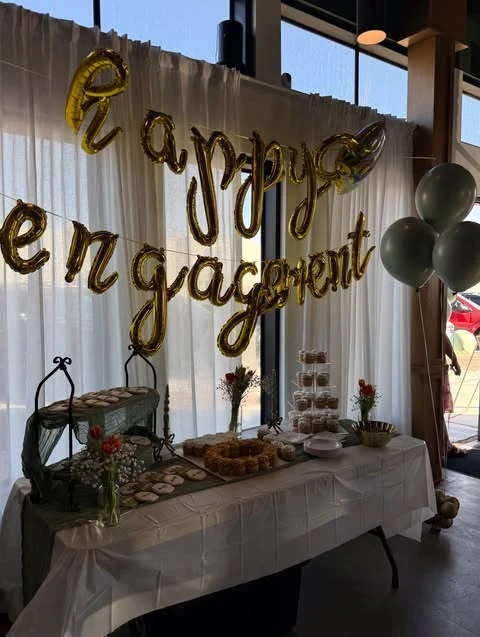 Sage and Gold Dessert Bar small engagement party ideas