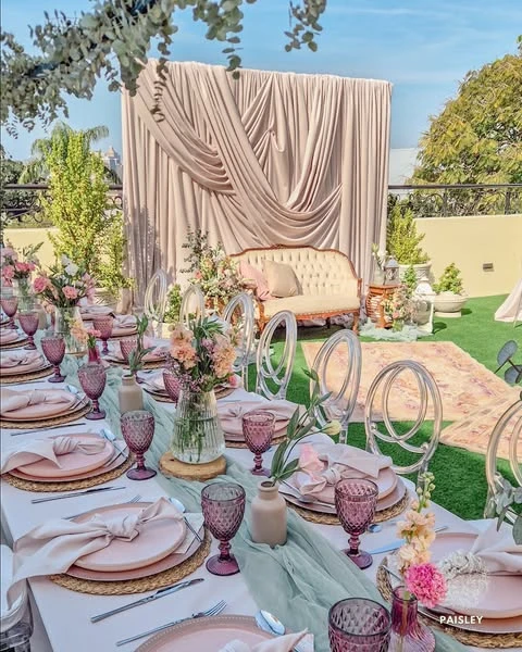 Tonal Layered Table Design small engagement party ideas