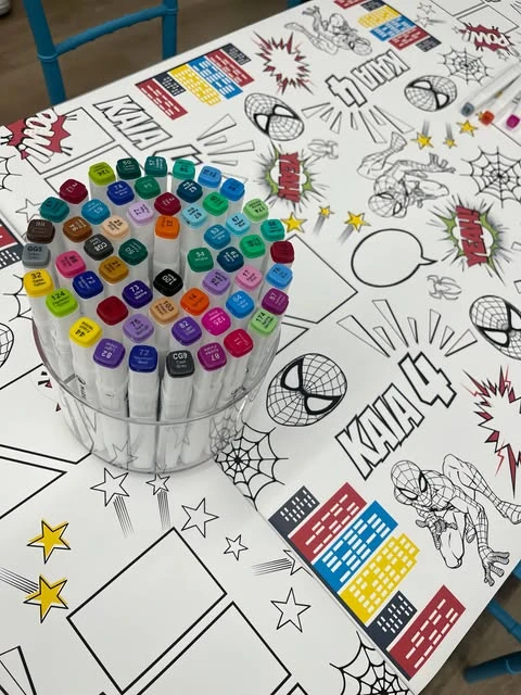 Custom Comic Coloring Surface spiderman birthday party ideas