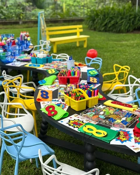 Comic Book Craft Station spiderman birthday party ideas