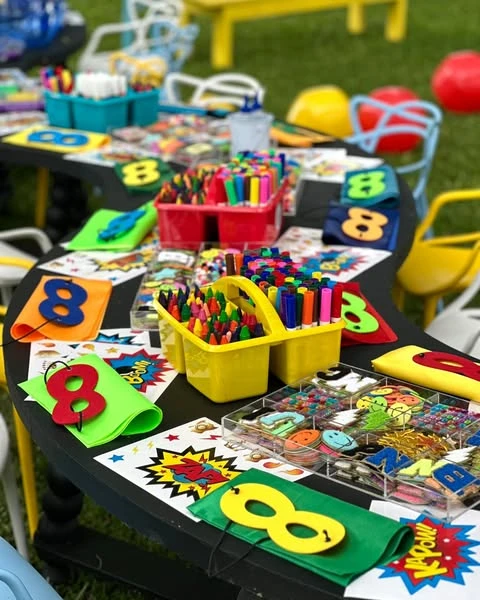 Comic Book Craft Station spiderman birthday party ideas