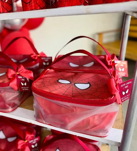 Heroic Favor Display Shelving spiderman birthday party ideas