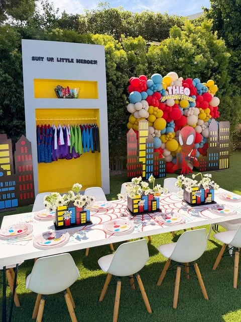 Heroic Suit-Up Station spiderman birthday party ideas
