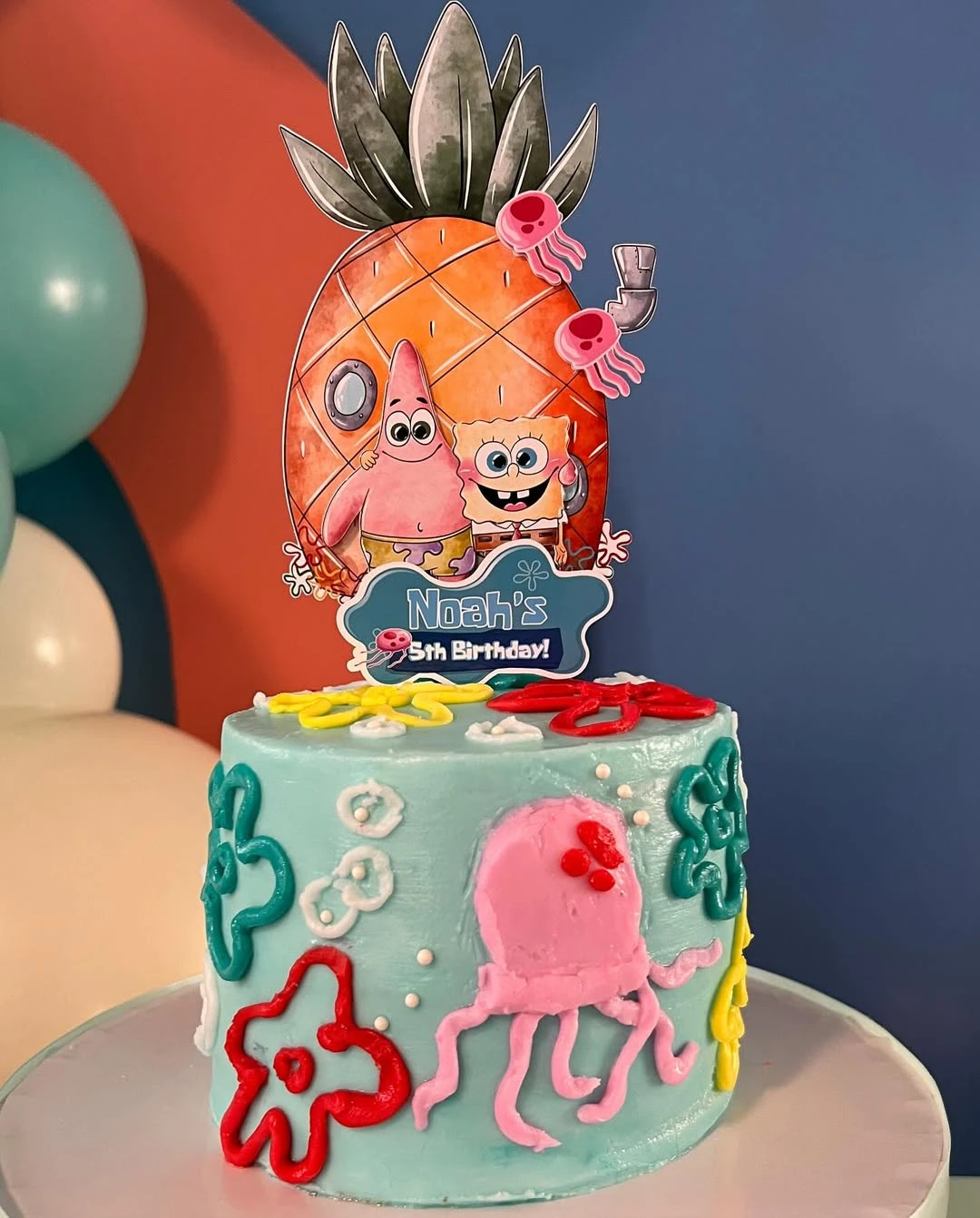 Floral Cloud Cake Design spongebob birthday party