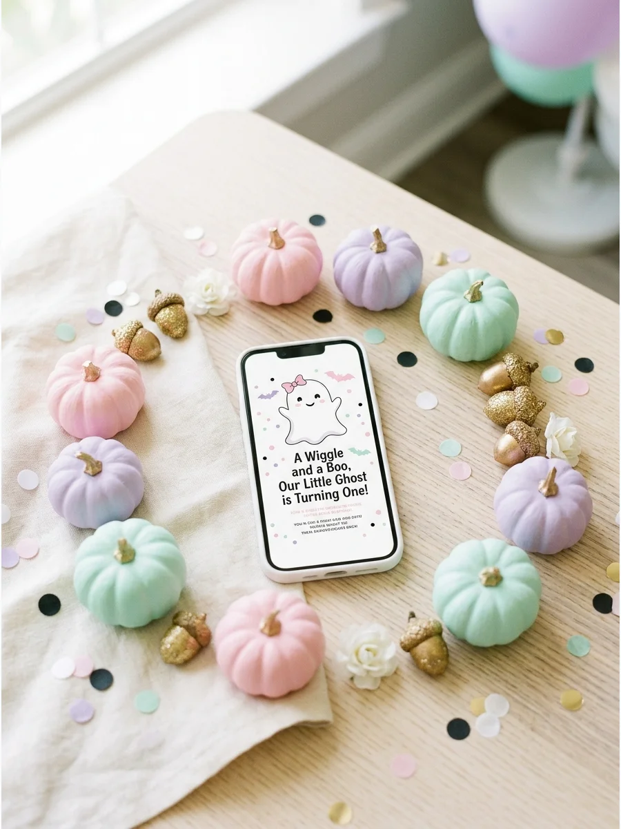 'A Wiggle and a Boo' Digital Invitation spooky one first birthday