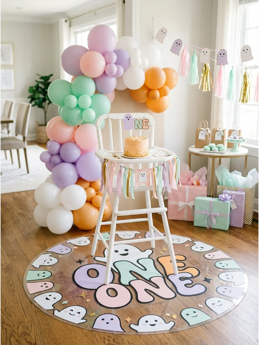 Ghost-Themed Splat Mat spooky one first birthday