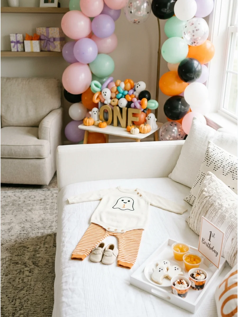 Baby Ghost Knit Romper spooky one first birthday