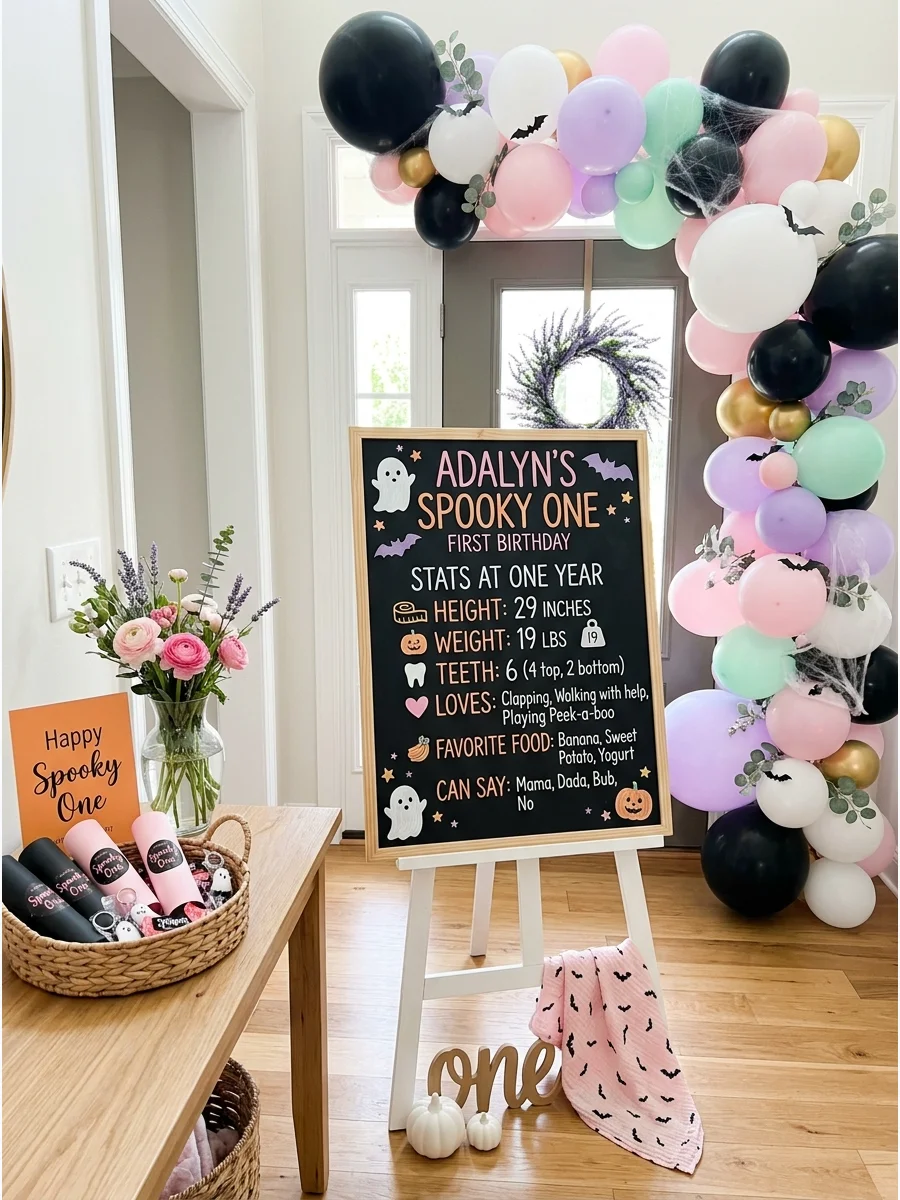 Spooky One Milestone Chalkboard spooky one first birthday