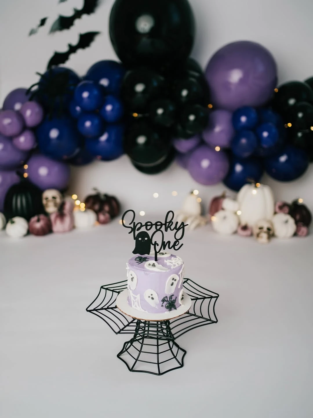 Lavender Ghost Smash Cake spooky one first birthday