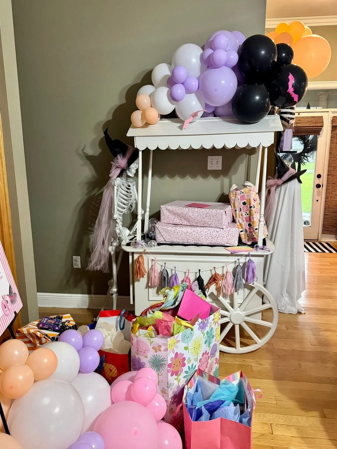 Gift Cart with Skeleton Prop spooky one first birthday
