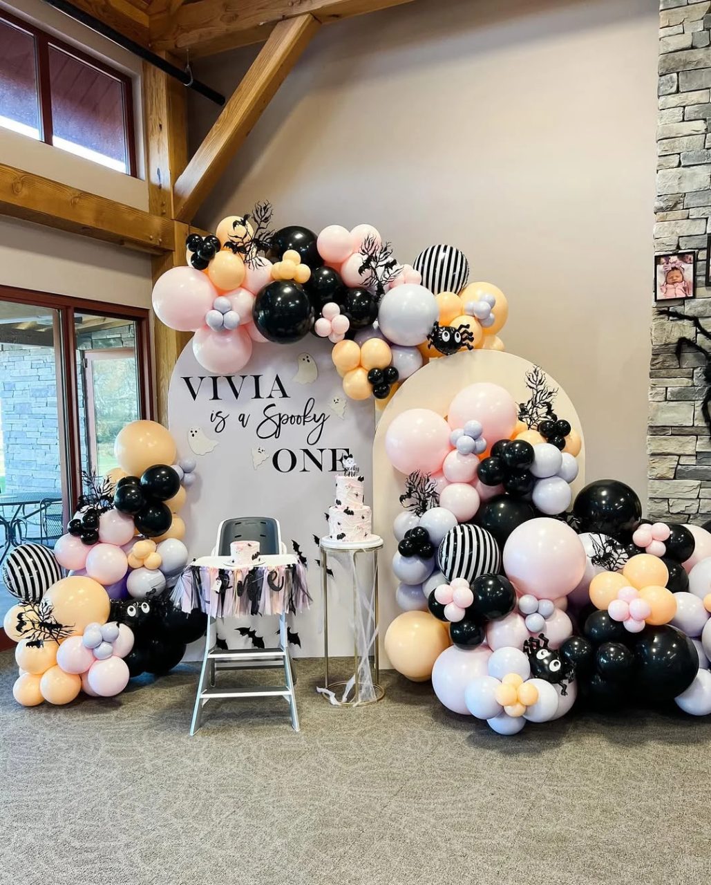 Layered Pastel Arch Backdrop spooky one first birthday