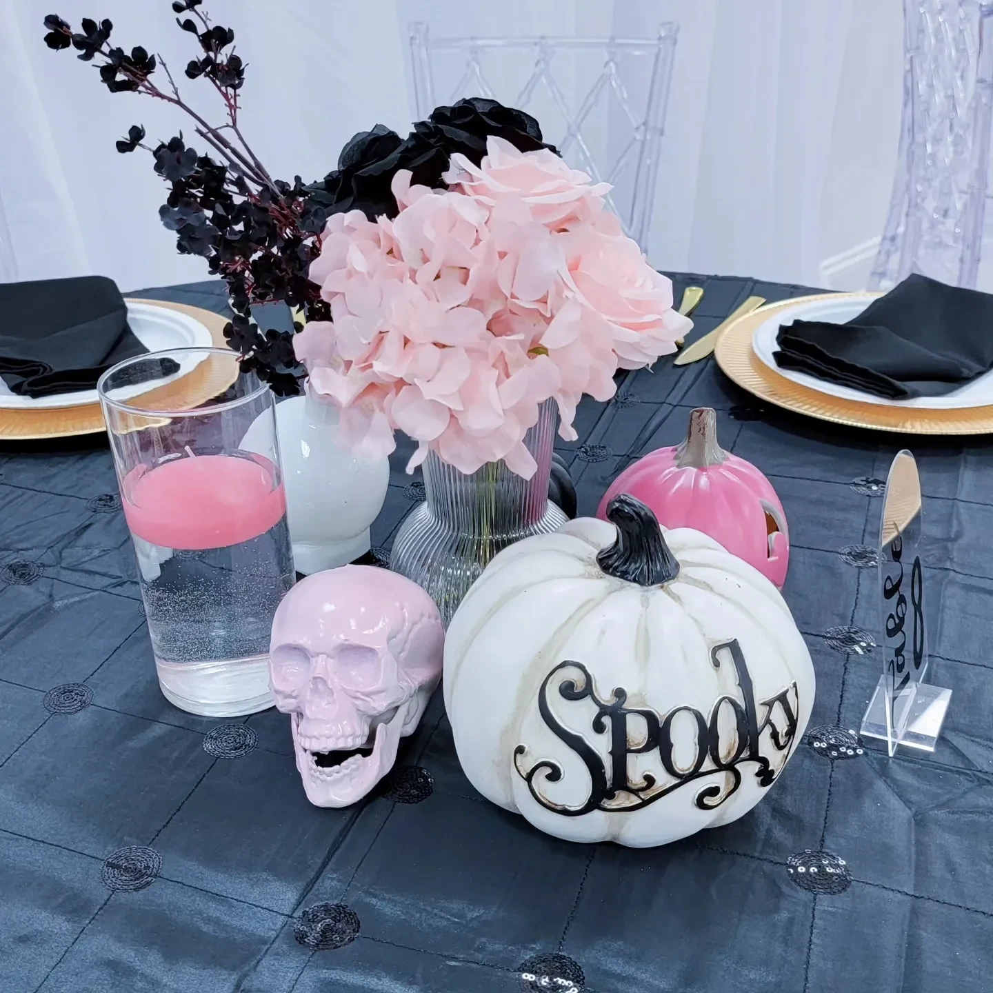 Pink Bat Backdrop Display spooky one first birthday