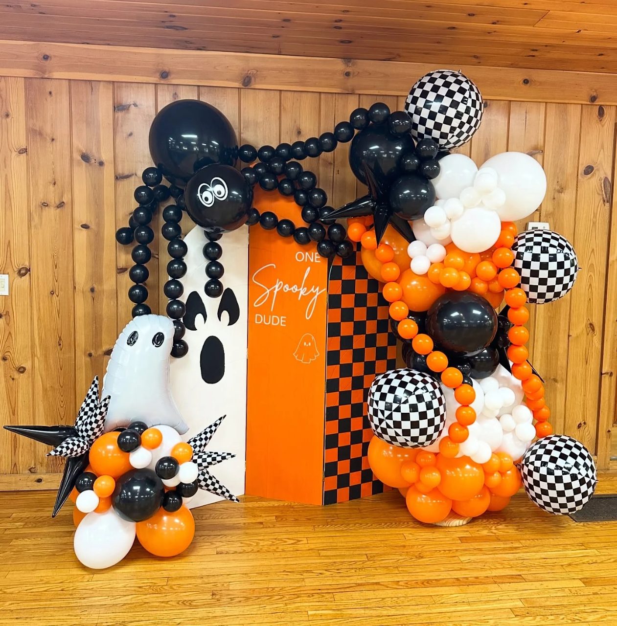 Checkered Ghost Photo Wall spooky one first birthday