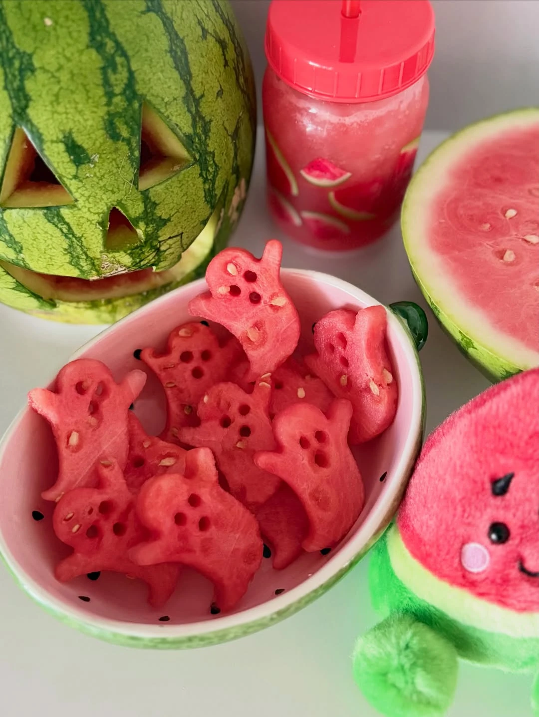 Carved Watermelon Lanterns summerween party ideas