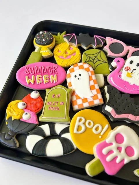 Neon Spooky Sugar Cookies summerween party ideas
