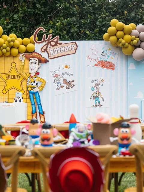 Custom Roundup Character Wall toy story birthday party ideas