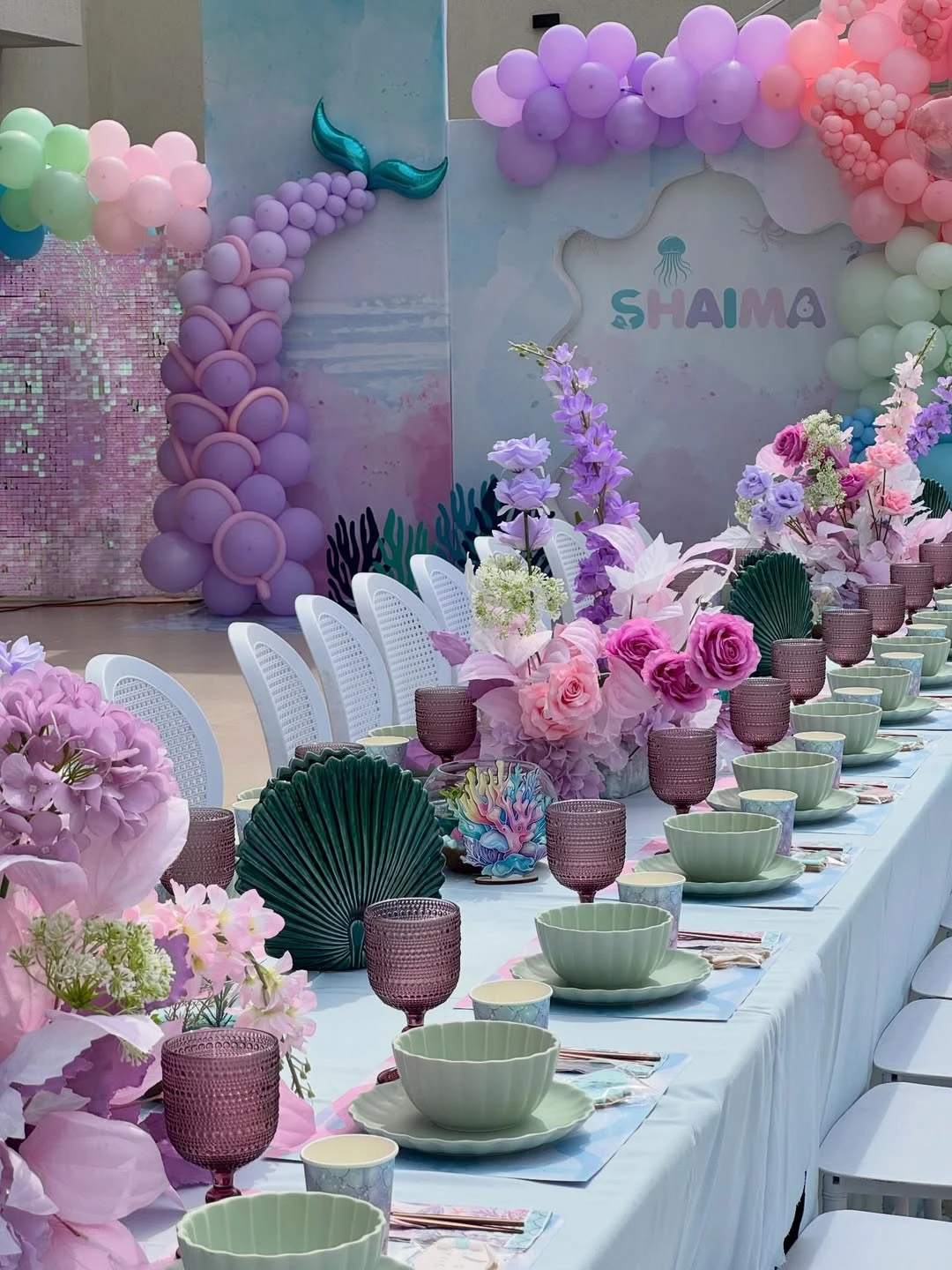 Oversized Mermaid Tail Backdrop under the sea birthday party