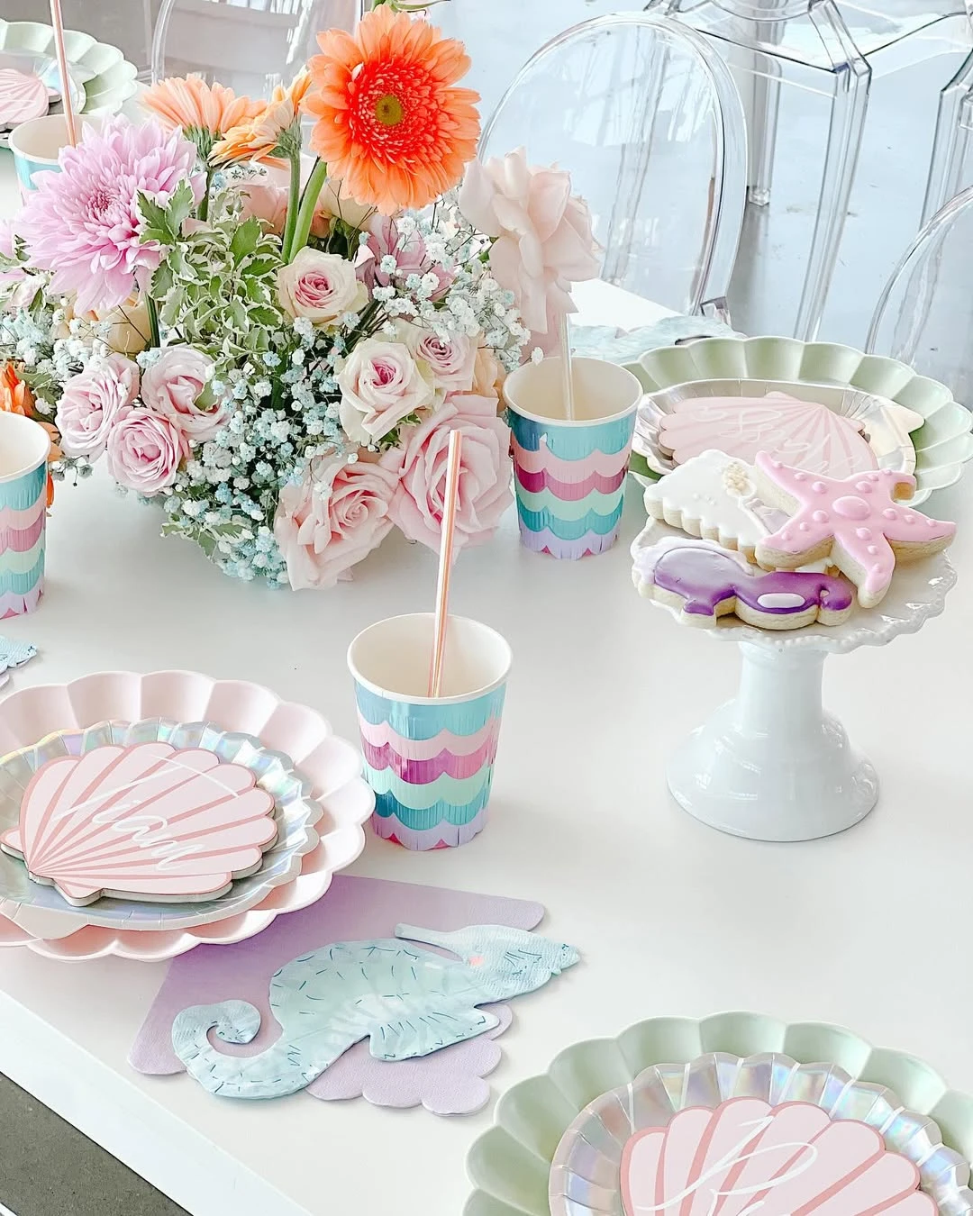 Iridescent Ocean Place Settings under the sea birthday party