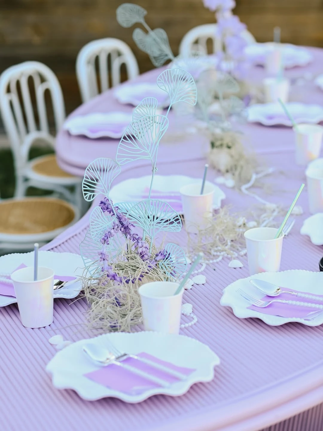 Lavender Reef Table Arrangements under the sea birthday party