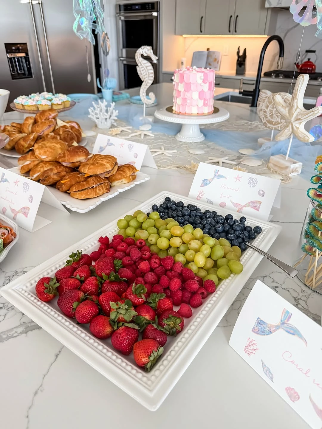 Produce and Sandwich Platters under the sea birthday party