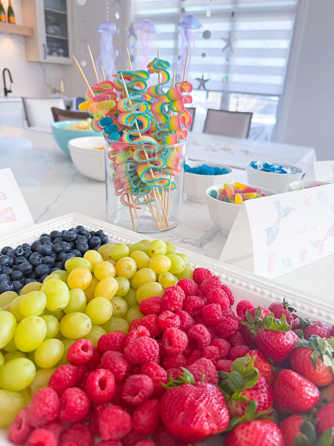 Vibrant Coral Reef Fruit Platters under the sea birthday party