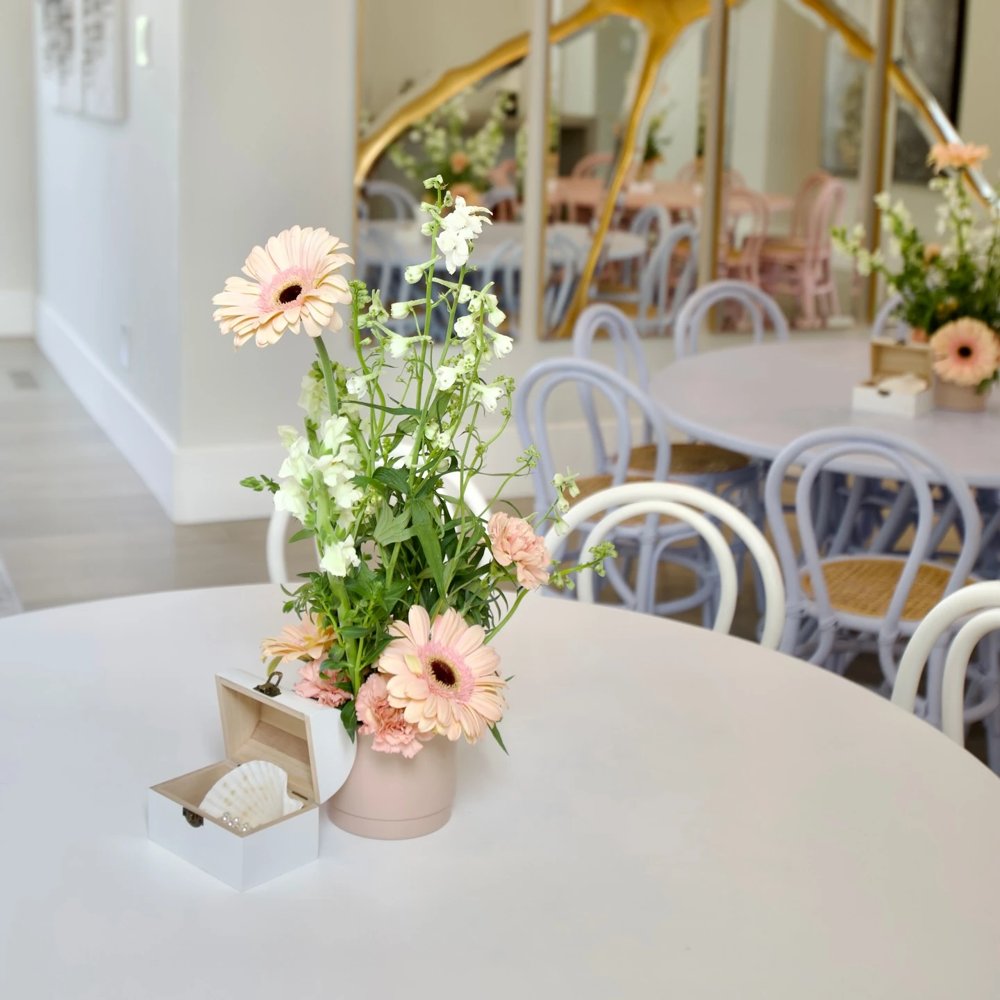 Airy Pastel Seating Layouts under the sea birthday party