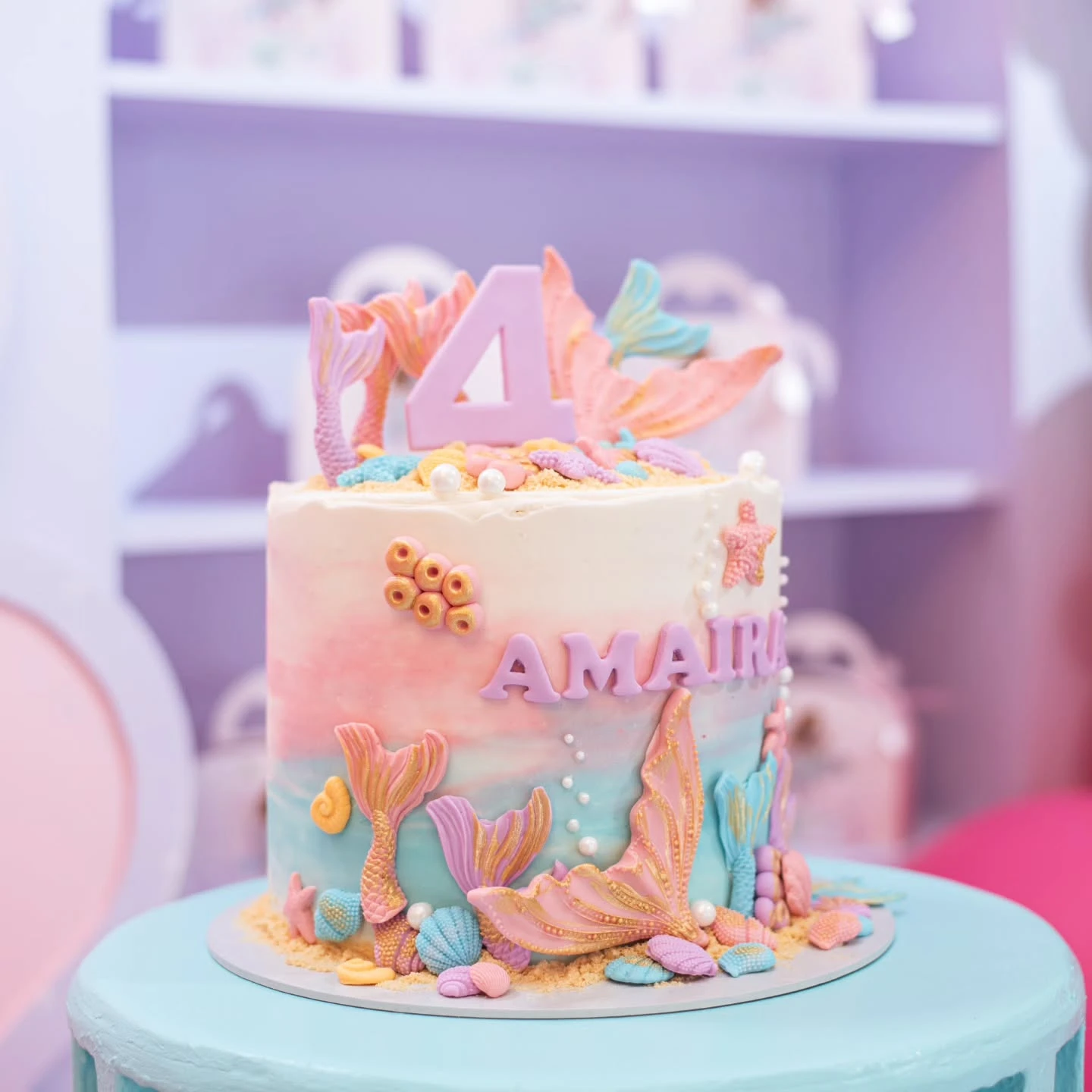 Gradient Coral Reef Cakes under the sea birthday party