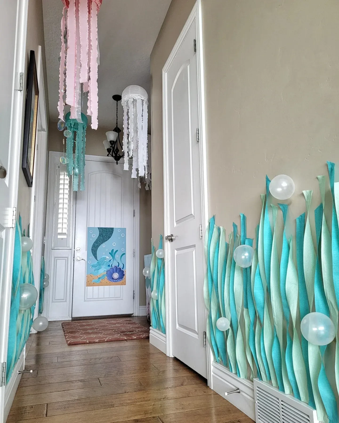 Crepe Paper Kelp Forest under the sea birthday party