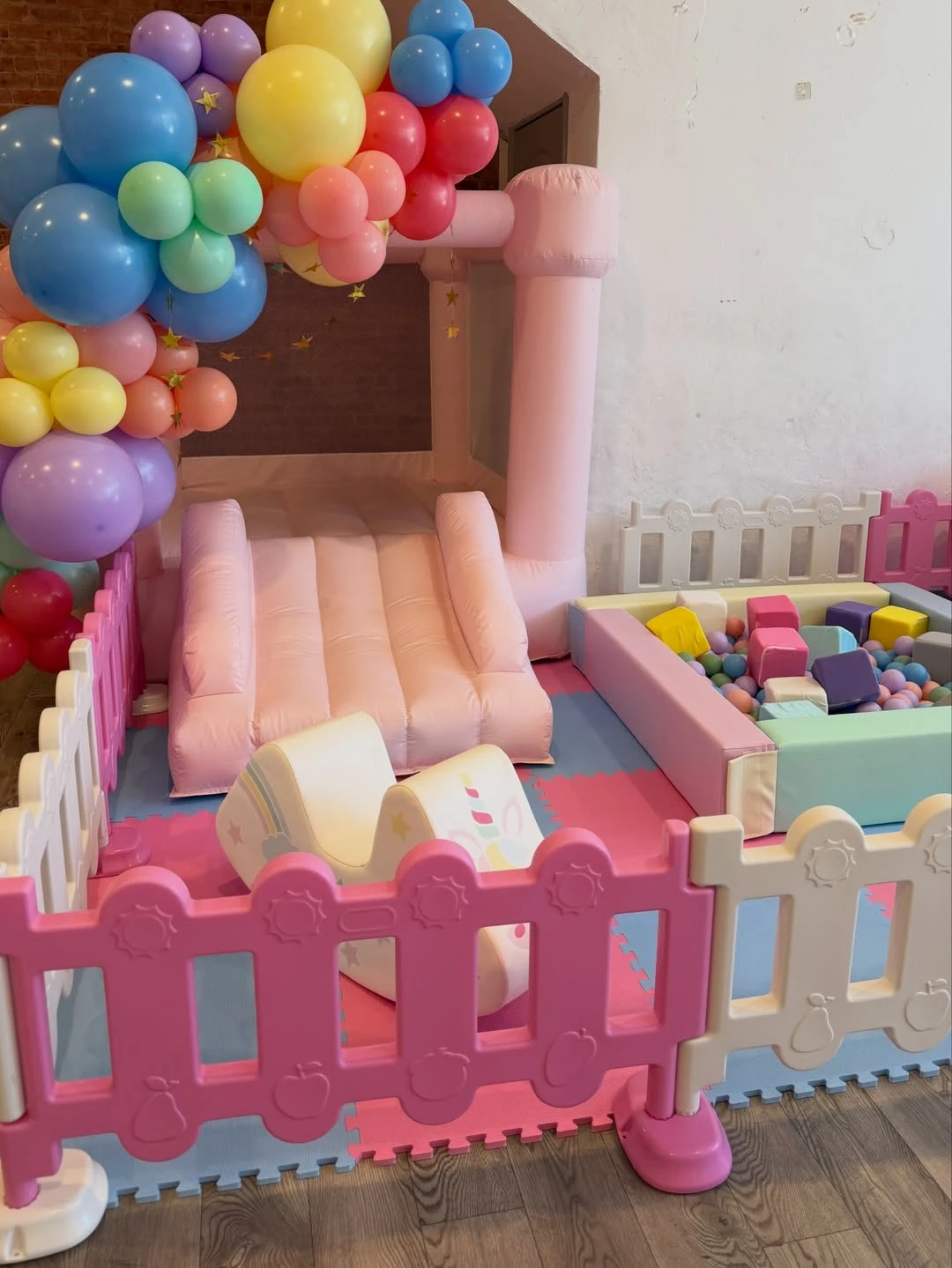 Pastel Soft Play Zones unicorn birthday party ideas