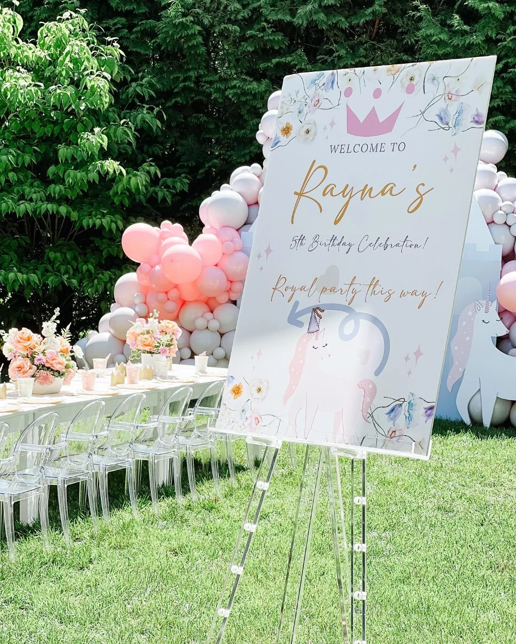 Transparent Welcome Signage unicorn birthday party ideas