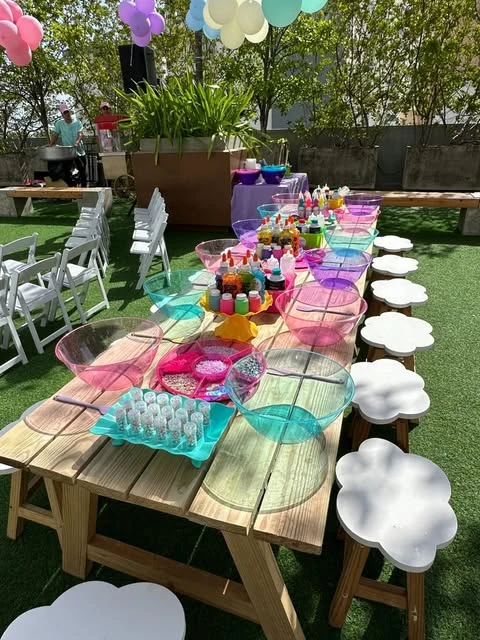 Cloud-Seated Crafting Stations unicorn birthday party ideas