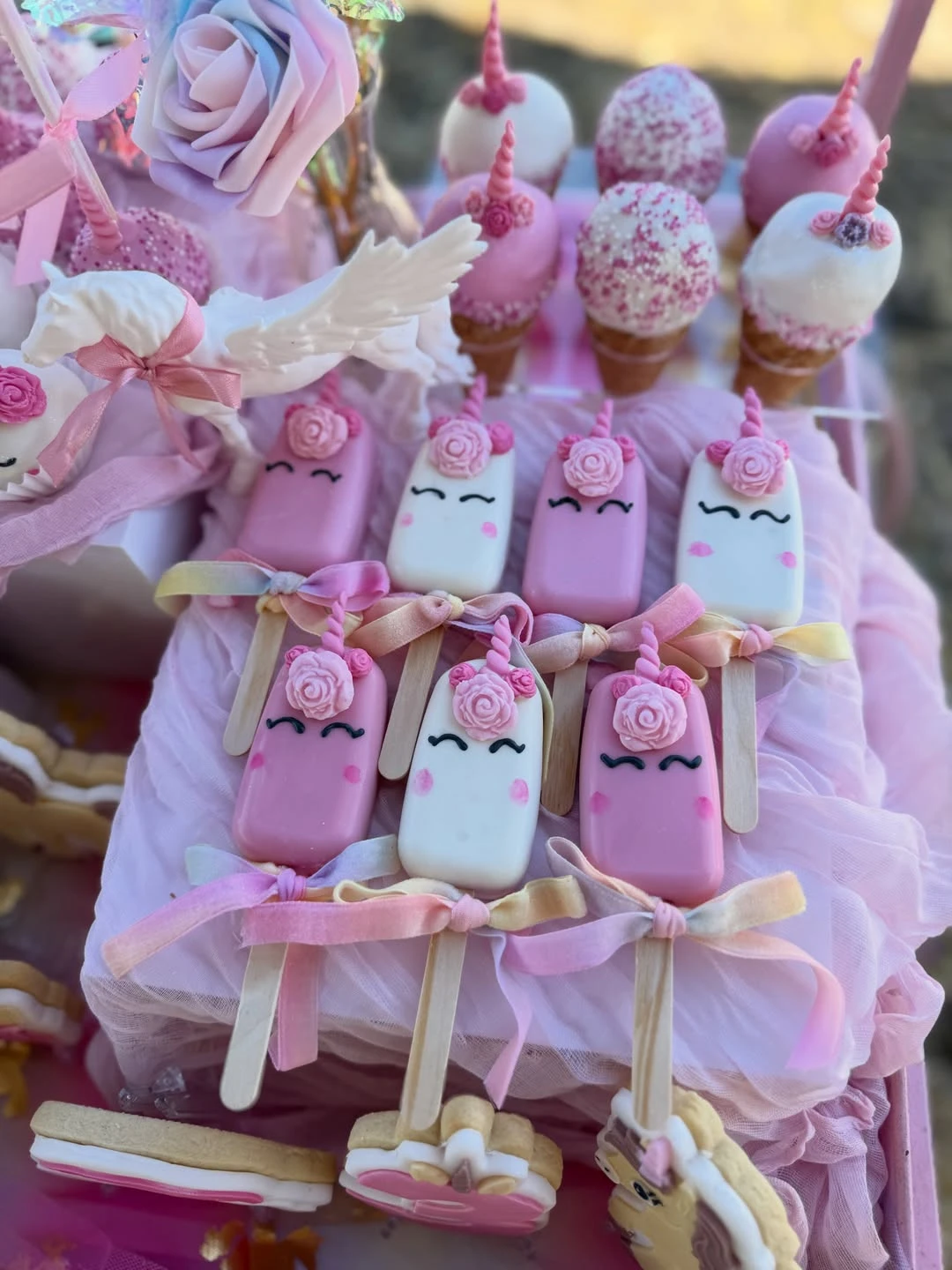 Sculpted Pastel Cakesicle Treats unicorn birthday party ideas