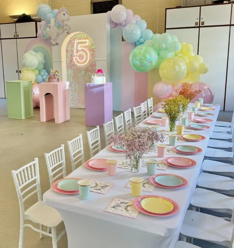 Iridescent Shimmer Wall Focal Point unicorn birthday party ideas